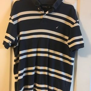 Nautica Blue and white striped polo